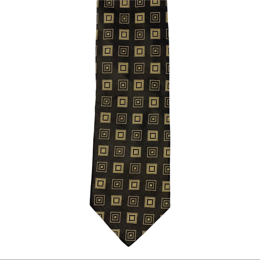 Bergamo Geometric Silk Tie, Brown